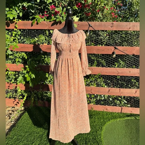 Promesa Peach Floral Off-Shoulder Maxi Dress - Picture 2 of 11